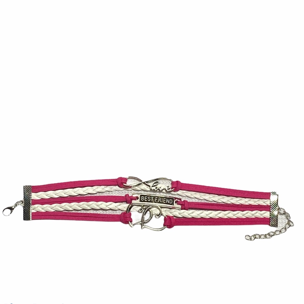 Best Friend Multi Layered Adjustable Faux Leather Charm Bracelet